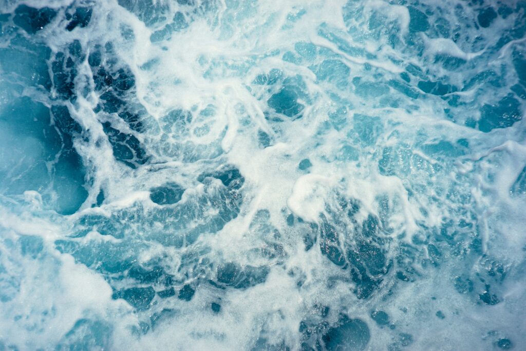 churning ocean water